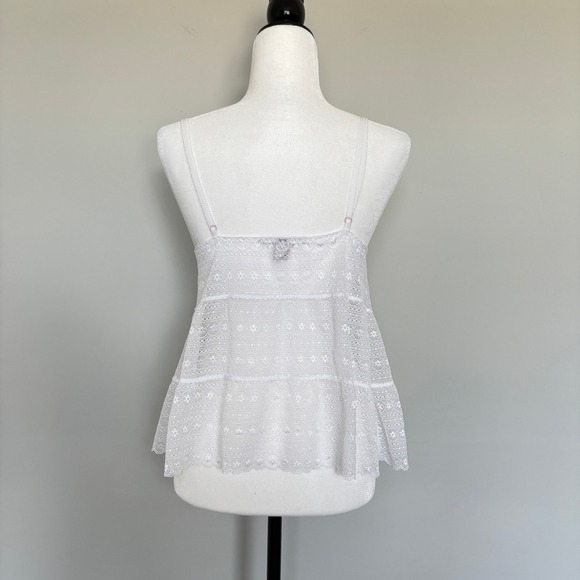 Victoria's Secret Size Medium Lace Cami Lingerie Pajama Top White Pink Bow Bride - Picture 6 of 9